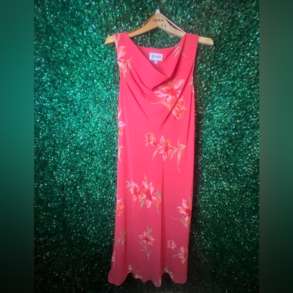 Flower Midi dress- Coral with Flowers